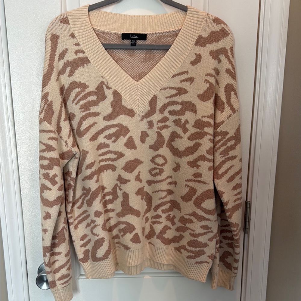 Tan and Cream Animal Print Sweater